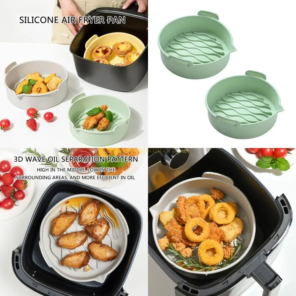 D0AB 2PCSエアフライヤートレイシリコンエアフライヤーバスケットエアフライヤーアクセサリー料理
