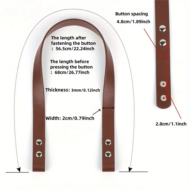 1 para pasków na ramię ze skóry PU, długość całkowita 68 cm — odpowiednie do samodzielnego wykonania torebek tkanych lub jako zamiennik starych pasków na ramię.