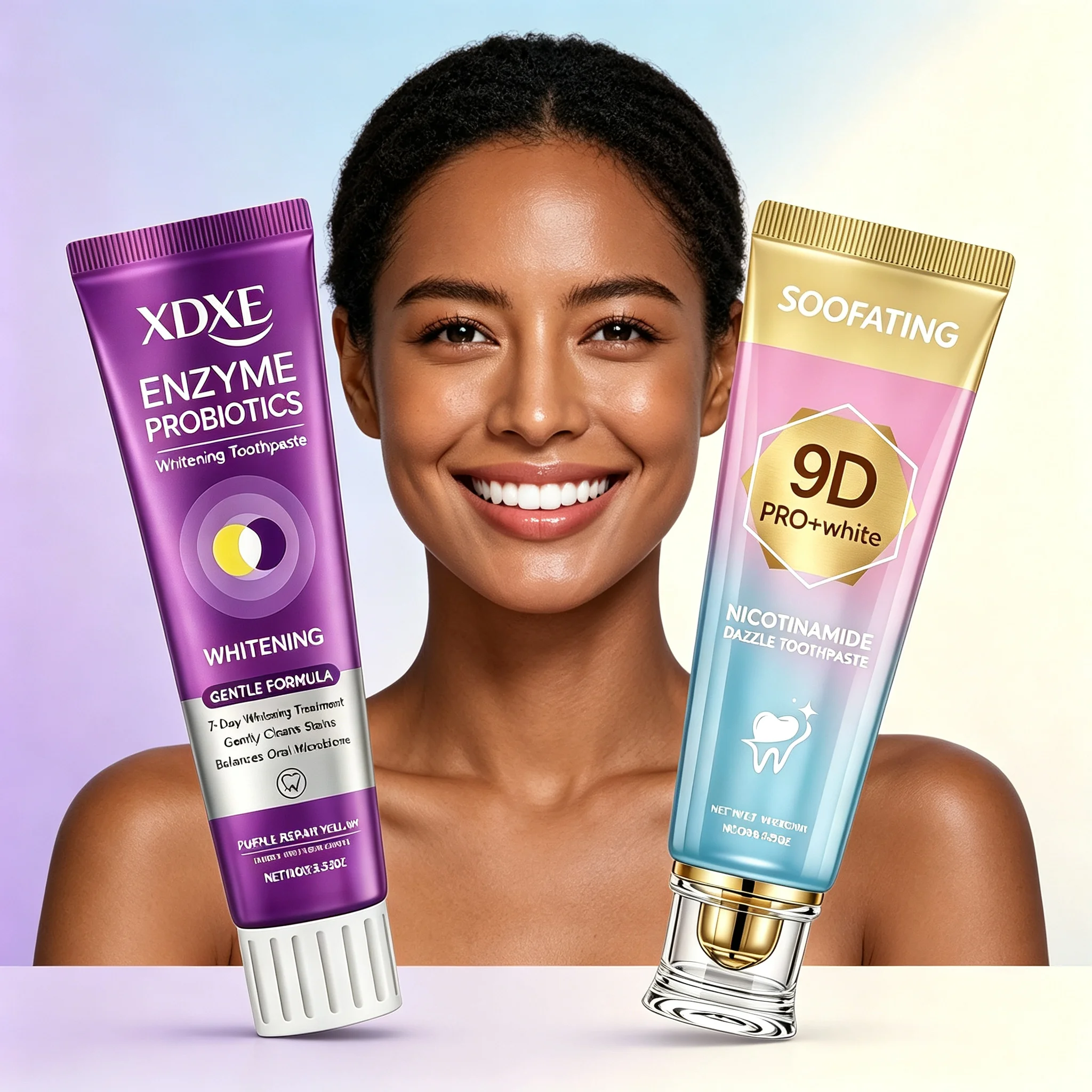 Teeth Whitening Enzymes - 歯のホワイトニング用パープル歯磨き粉、酵素プロバイオティクス＆ナイアシンアミド配合、7日間で優しく着色を除去し、色を補正、オーラルケア用100g