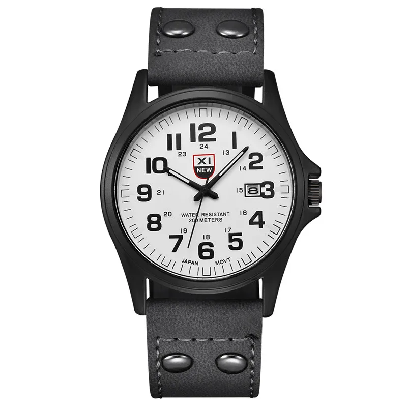 Genuíno xinew marca relógios masculinos preto estudantes moda pulseira de couro esportes data quartzo relógio de pulso montre homme reloj hombre