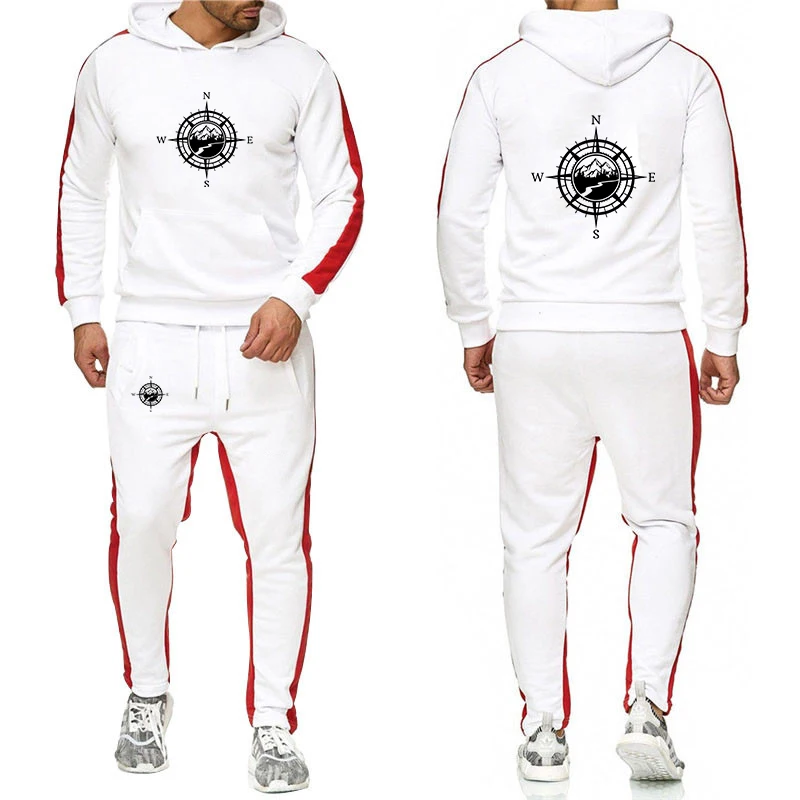 Primavera e autunno Comodo nuovo stile 2025 Modello bussola Logo Stampa Pullover da uomo Felpe con cappuccio di alta qualità Pantaloni Tute