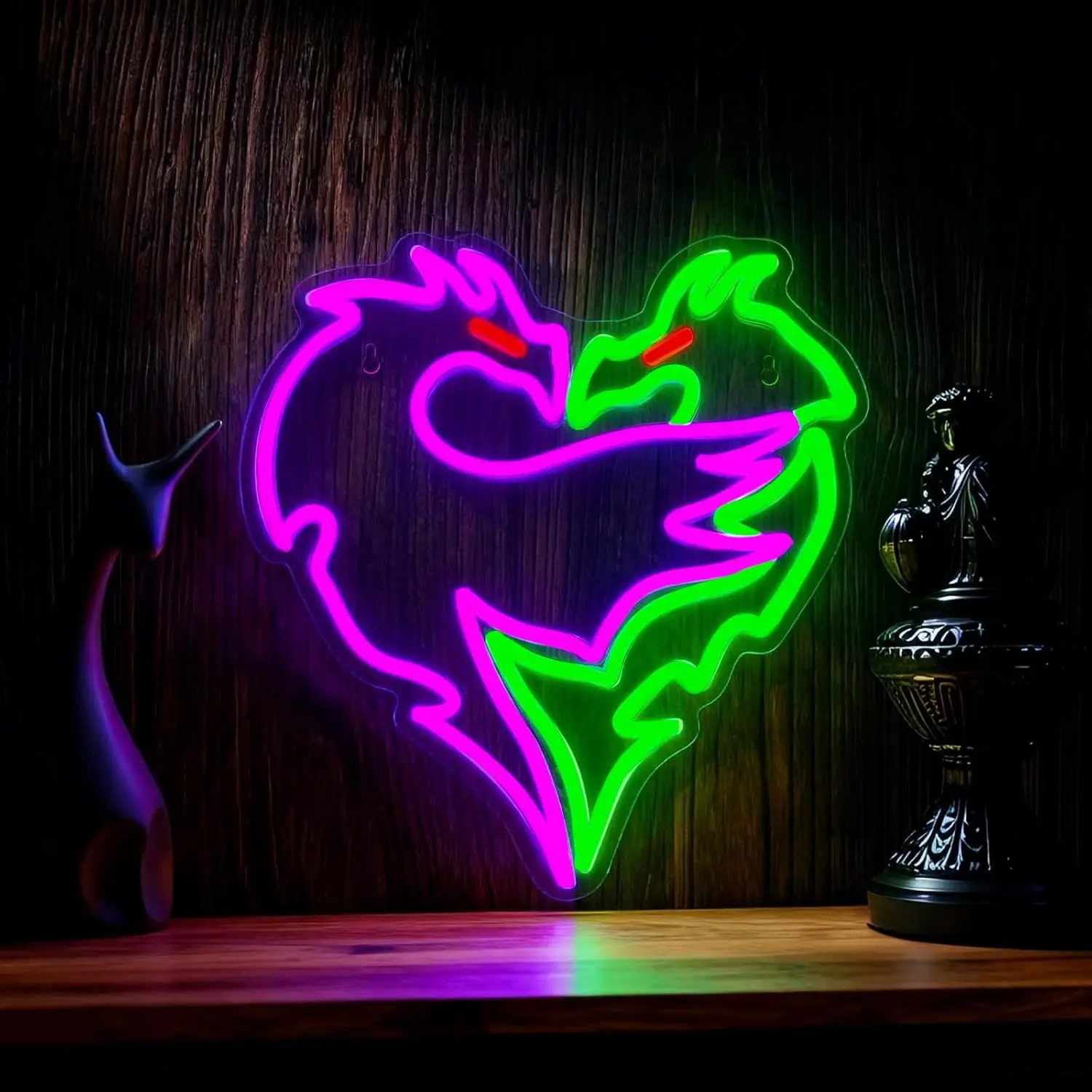 ハートドラゴン-led-ネオンサイン-usb-調光可能なネオンライトサイン-ゲームルーム、寝室、バー、リビングルーム、誕生日パーティーギフト、壁の装飾用