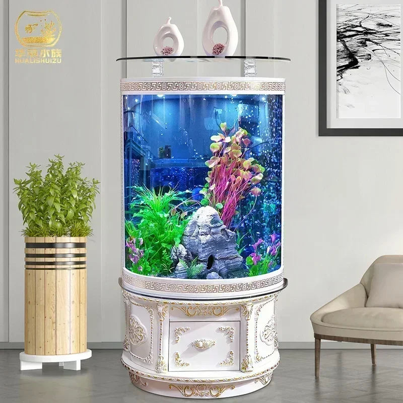 YY Aquarium Cylindrical Vertical Household Floor Large Ecological Change Water