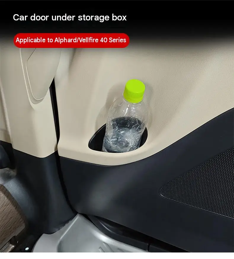 Car Door Pocket Liners for Toyota Alphard Vellfire 40 Series Silicone Lower Storage Bin Inserts Matte Black Removable Trays