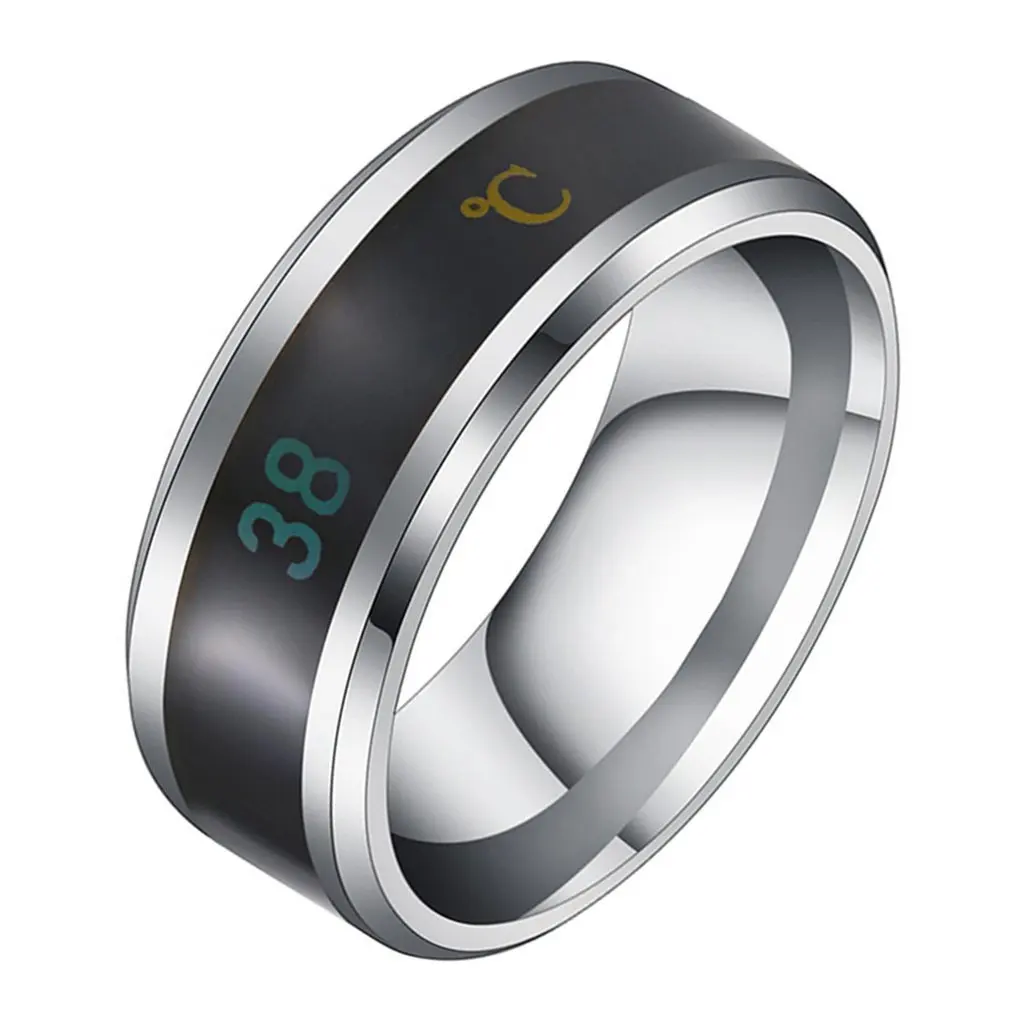 Anillo de acero de titanio sin decoloración, 4 colores, resistente al agua, temperatura inteligente, anillo de pareja, joyería de dedo, sentido de temperatura de la yema del dedo