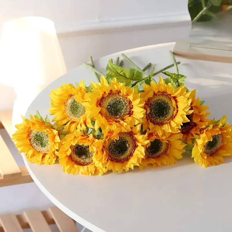 48CM Artificial Sunflower Light Color Sunflower Home Decoration Photography Prop