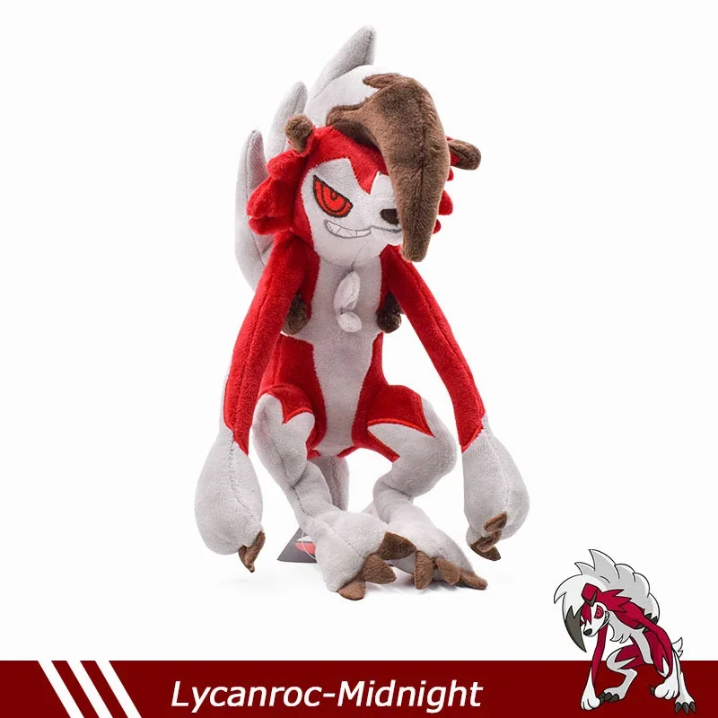 Pokemon Lycanroc ตุ๊กตา Plush น่ารักมนุษย์หมาป่ารุ่นเดสก์ท็อปเครื่องประดับตกแต่งเด็ก Sleep Soothing ของเล่นคริสต์มาสของขวัญหมอน