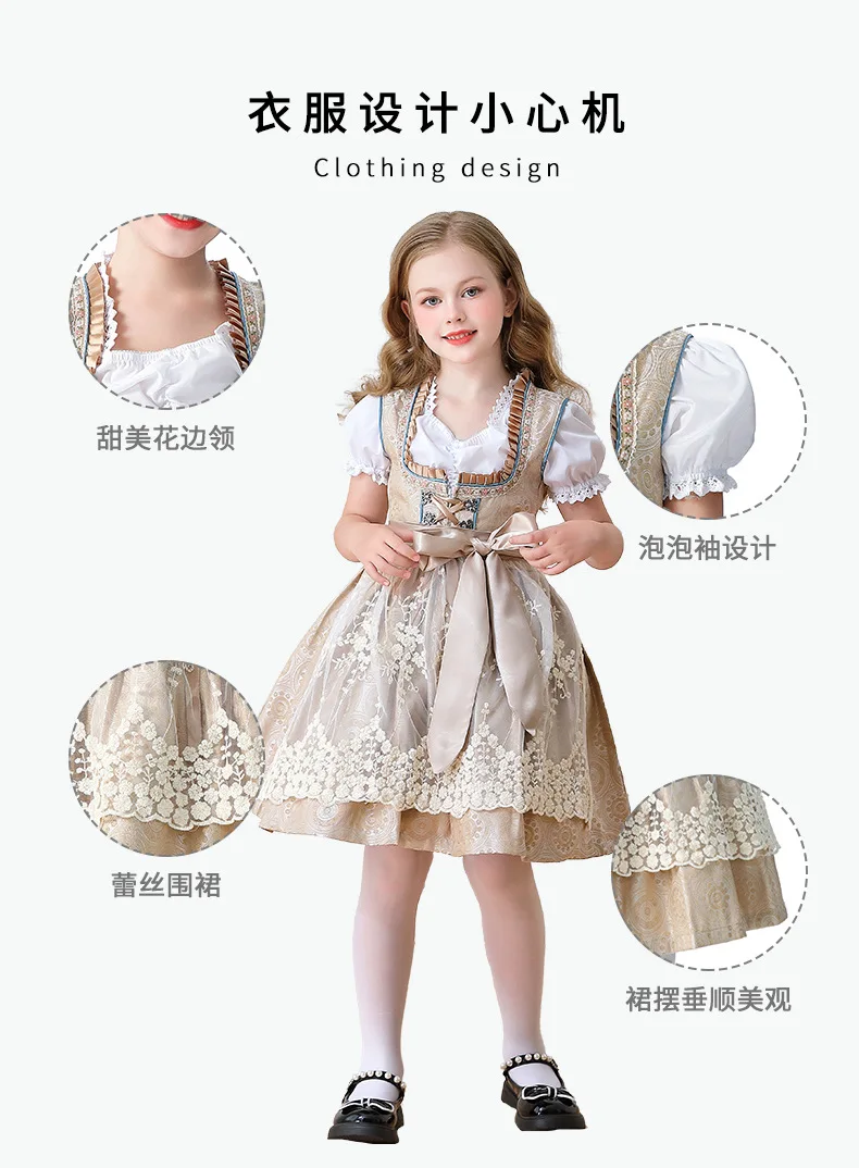 Deutsches Oktoberfest München Farm Girl Süßes Niedliches Kleid Karneval Kinderkleidung Dienstmädchen Kinderkleidung Auftrittskostüm – Detail 5