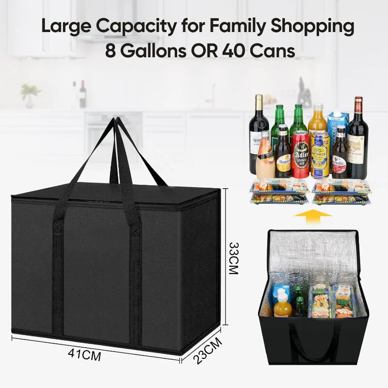 أكياس معزولة لحامل المشروبات ، جيب بقالة قابل لإعادة الاستخدام ، عزل قابل للطي ، كيس ثلج للمشروبات ، كيس حراري للطعام ، مبرد الغداء