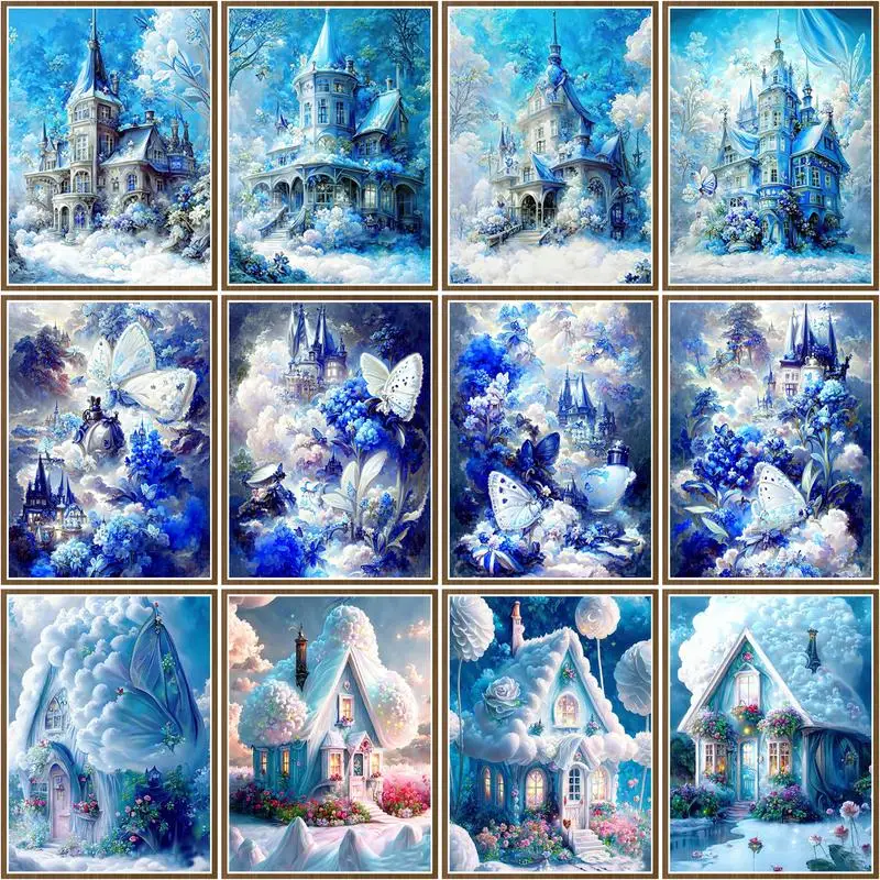 

CHENISTORY Painting By Number Winter Castle Scenery Drawing On Canvas Gift DIY Pictures By Numbers Kits acrylic Paintings Home D