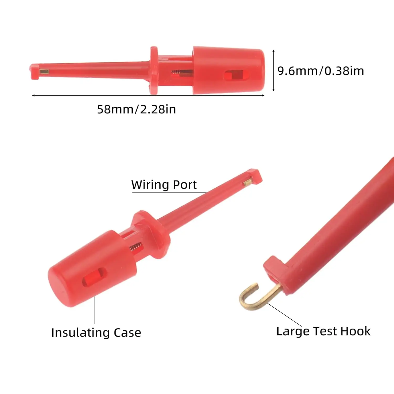 10PCS/Set Mini Single Test Hook Clip Test Probe For Electronic Testing IC Grabber Small Size Round Crocodile Clip Hook Test Clip