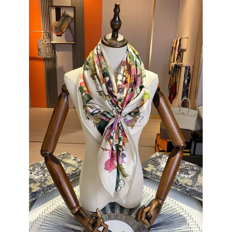 Sunflower scarf women's stole hijab scarf shoulder cape pareo shawl pashnina femme Tippet cashmere 70% silk 30% high-end brand