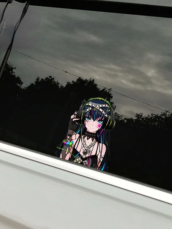 Car Stickers Skeleton Hair Ornament Anime Girl Vinyl Decals Car Motorcycle Bumper Body Rear Window Decorative Decals,13cm*10.3cm