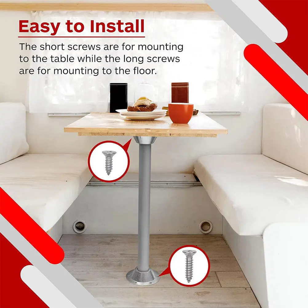 2Sets Aluminum Rv Table Base Mount Rust Proof Sturdy Pedestal Base for Camper and Yacht Table Fixing Rv Accessories