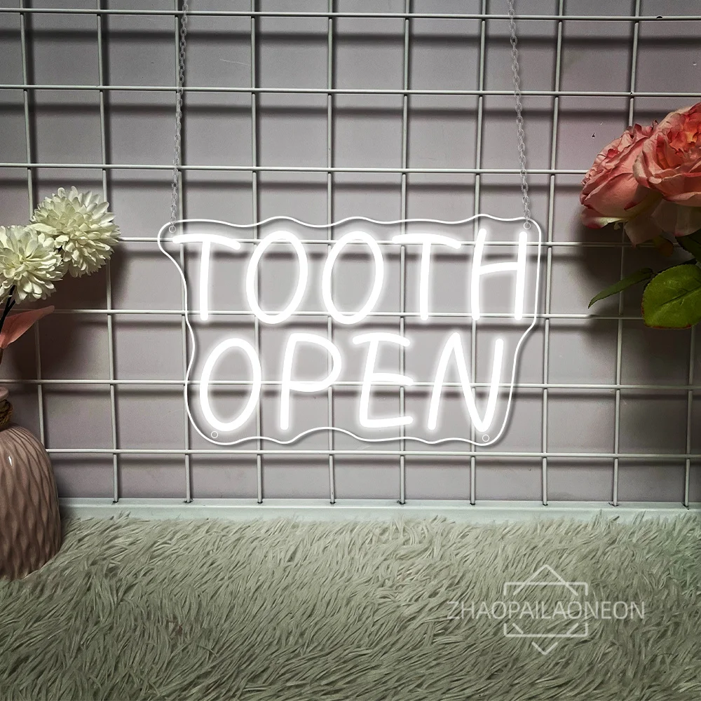 Tooth Open Neon Sign Dentist Solon Wall Room Decor LED Neon Light USB Dentist's Office Dental Clinic Decoration Neon Sign