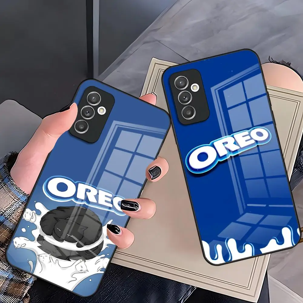 O-OREO Milk Chocolate Phone Case For Samsung A25 A13 A33 5G A54 A36 A35 A56 A52 A14 Shockproof Glass Cover