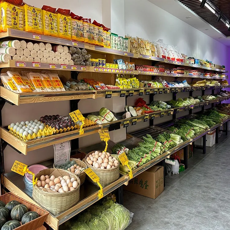 Vegetable shelf display rack Fresh supermarket Stainless steel vegetable rack Fruit and vegetable rack Pork table Fish killing