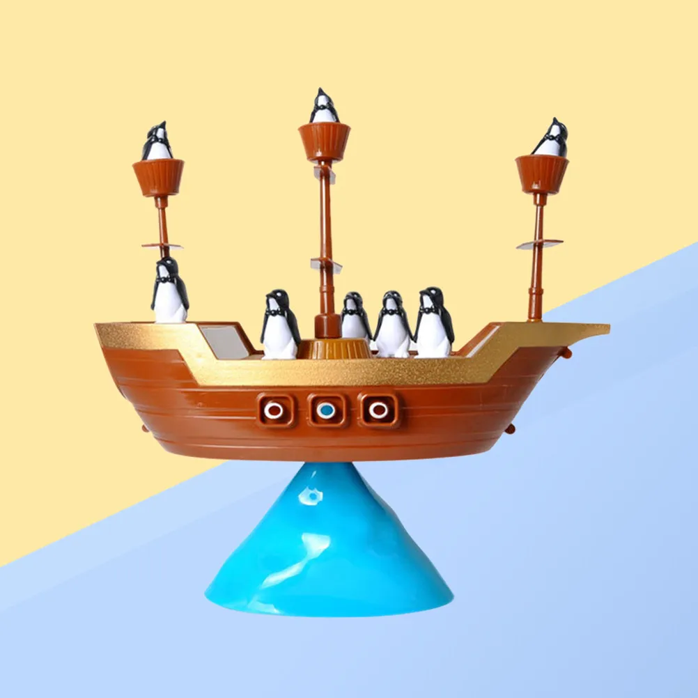 Penguin Pirate Boat Balancing Game Childrens Educational Activity Promotes Color Sense Shape Understanding Coordination Safe Eco