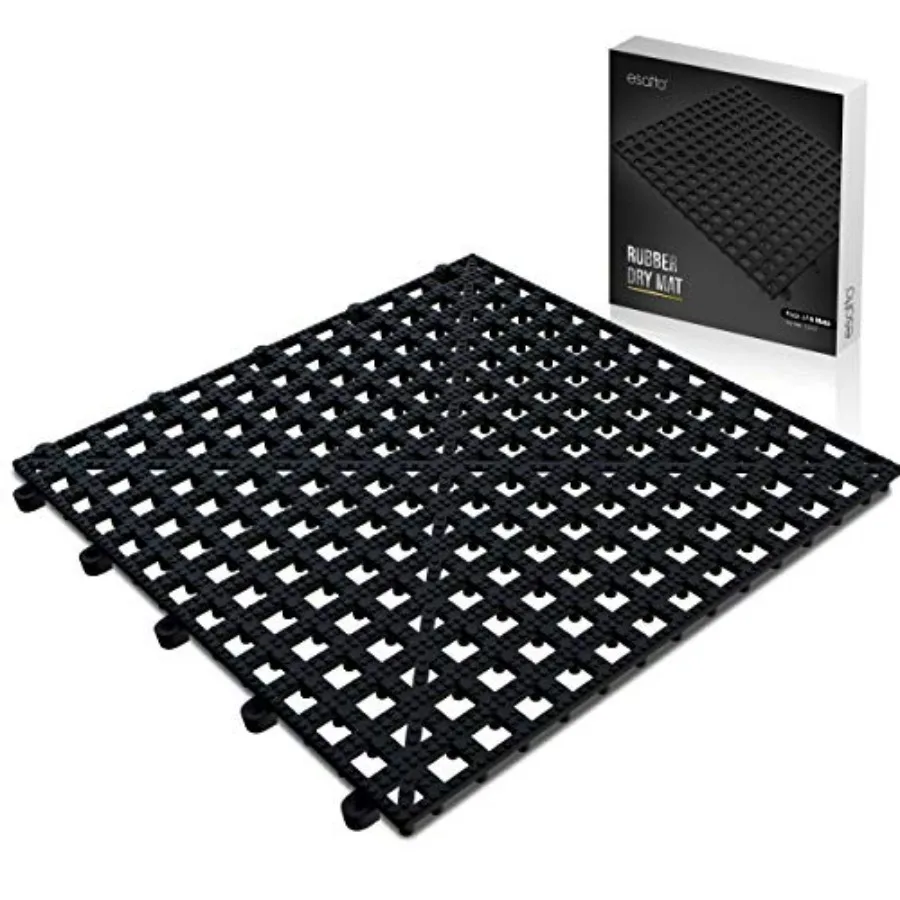 Esatto 6 Pack Interlocking Shelf Mats 12 Black Ideal for Kitchen Countertops Bar Areas and Storage Spaces with Superior Spill P