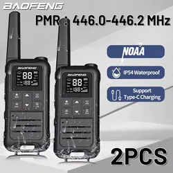 2 uds Baofeng F22 PMR FRS Mini Walkie Talkie impermeable tipo C sin licencia NOAA Radioaficionado bidireccional portátil para caza