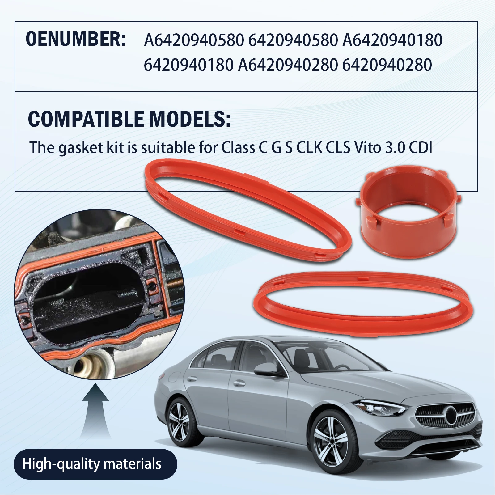 A6420940580 Ansaugkrümmer-Turbolader-Dichtungssatz für Mercedes C-Klasse G S CLK CLS Vito 3.0 CDI 6420940280 – Detail 3