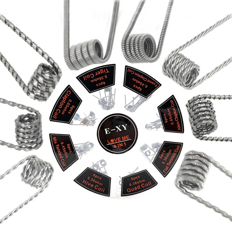 8 In 1 Prebuilt Coil Alien Clapton Hive Twisted Wire for DIY RDA RBA Cotton Bacon Heating Wire