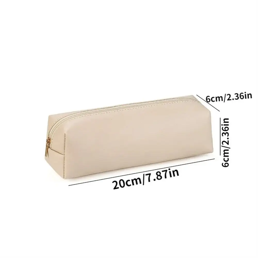 PU Leather Pencil Bag Storage Box With Zipper Leather Pen Case Multi-purpose Large Capacity Stationery Storage Bag Student