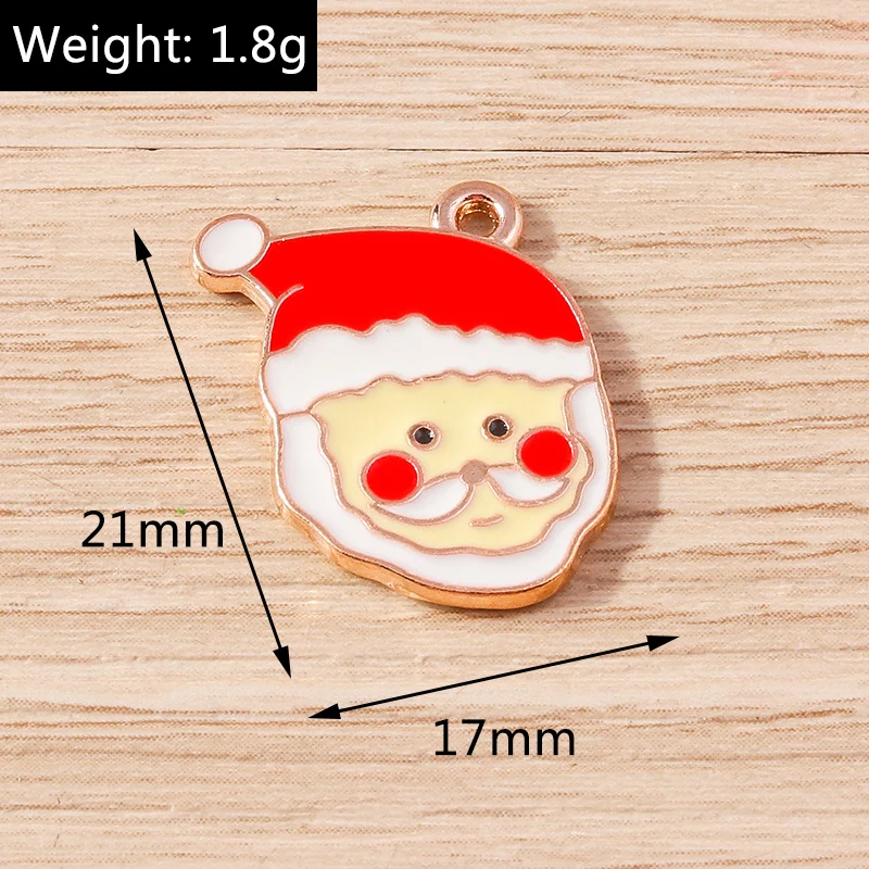 10 stücke Cartoon Emaille Weihnachten Santa Claus Charms Anhänger für Schmuck Herstellung Halsketten Ohrringe Armband DIY Handwerk Zubehör – Detail 21