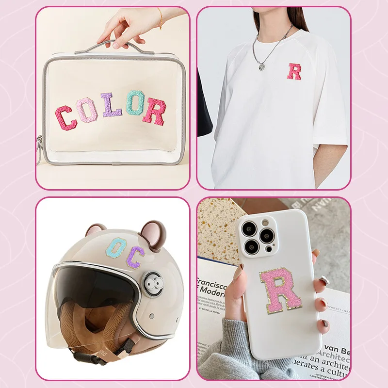 1set A-Z letter patches embroidered label towel with gold edge and English letter patch Self-adhesive patches