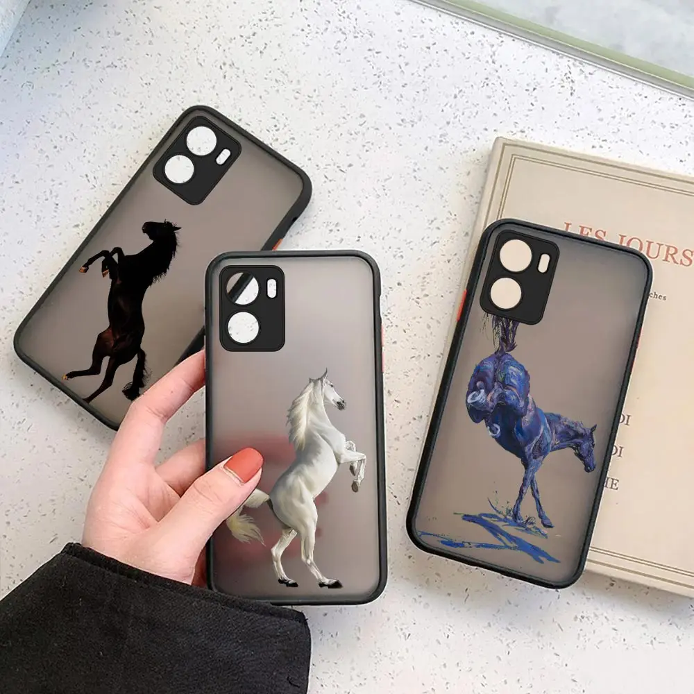 Handsome White Black Horse Animal Case For VIVO Y93 Y91 Y78 Y77 Y76 Y75 Y72 Y53 Y52S Y51 Y50 Y35 Y27 Y22S Y21 Y20 Y15S Y15 Cover