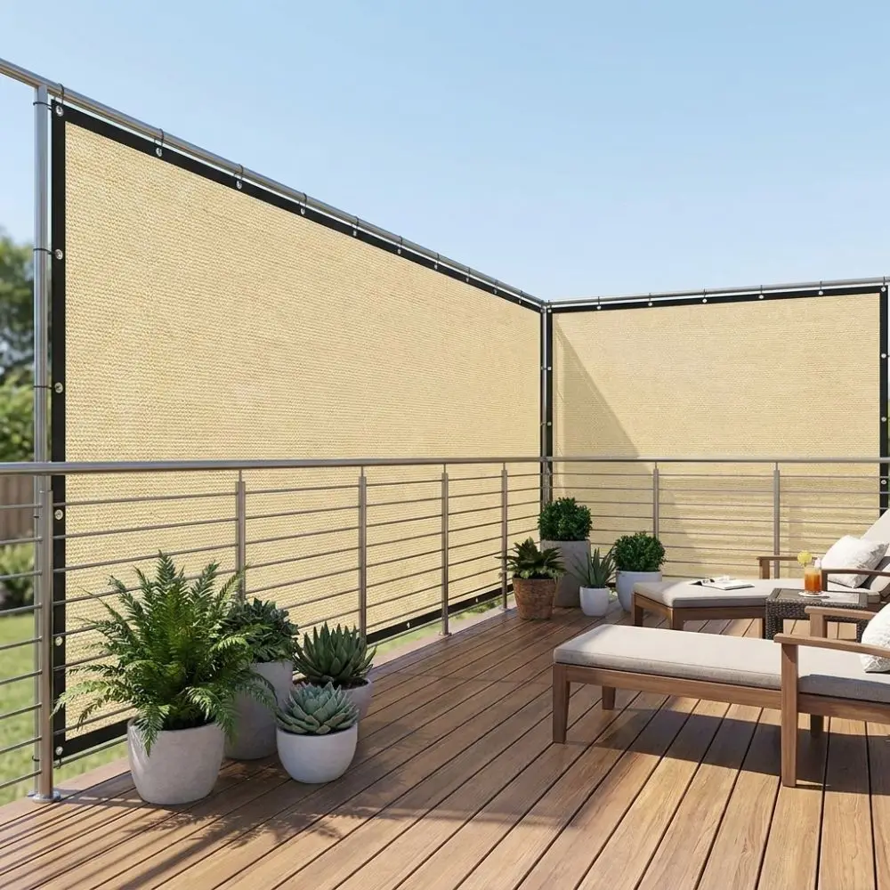 Thickened Balcony Fence Privacy Shade Screen Dust-proof Sun Protection Yard Heat Insulation Privacy Net with Rope Encrypted