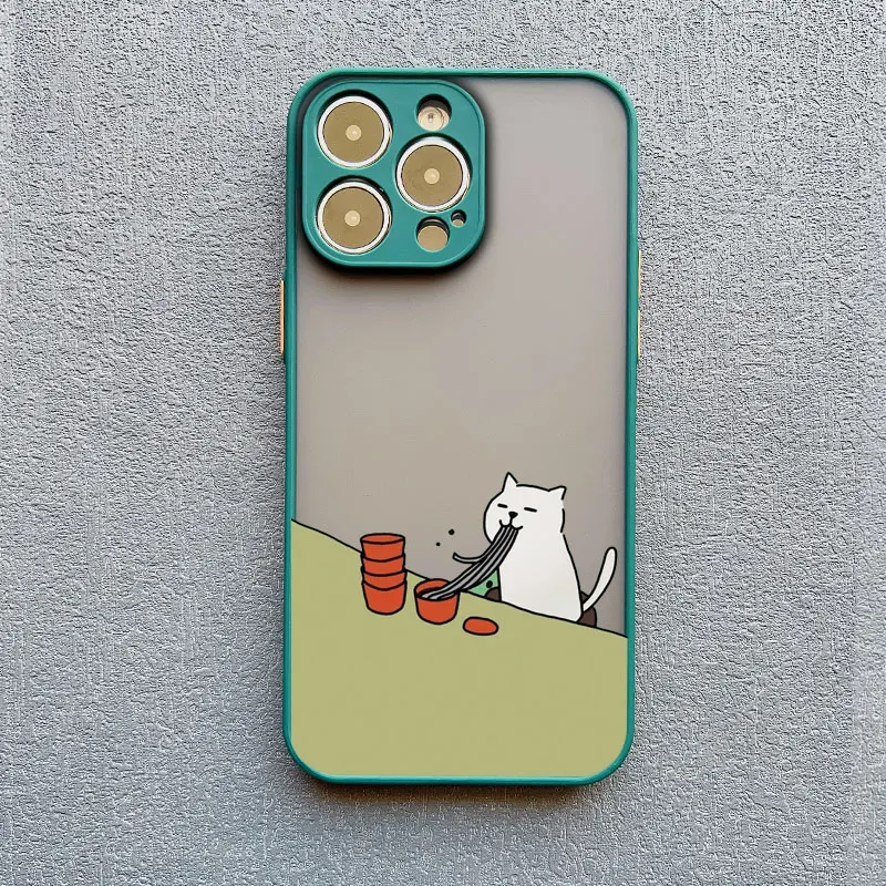 Niedliche Cartoon-Katzen-Illustrations-Handyhülle für iPhone 17 16 15 Pro Max Hüllen iPhone 14 13 12 11 Pro Max Mini XS XR X 16 PlusCover – Detail 10