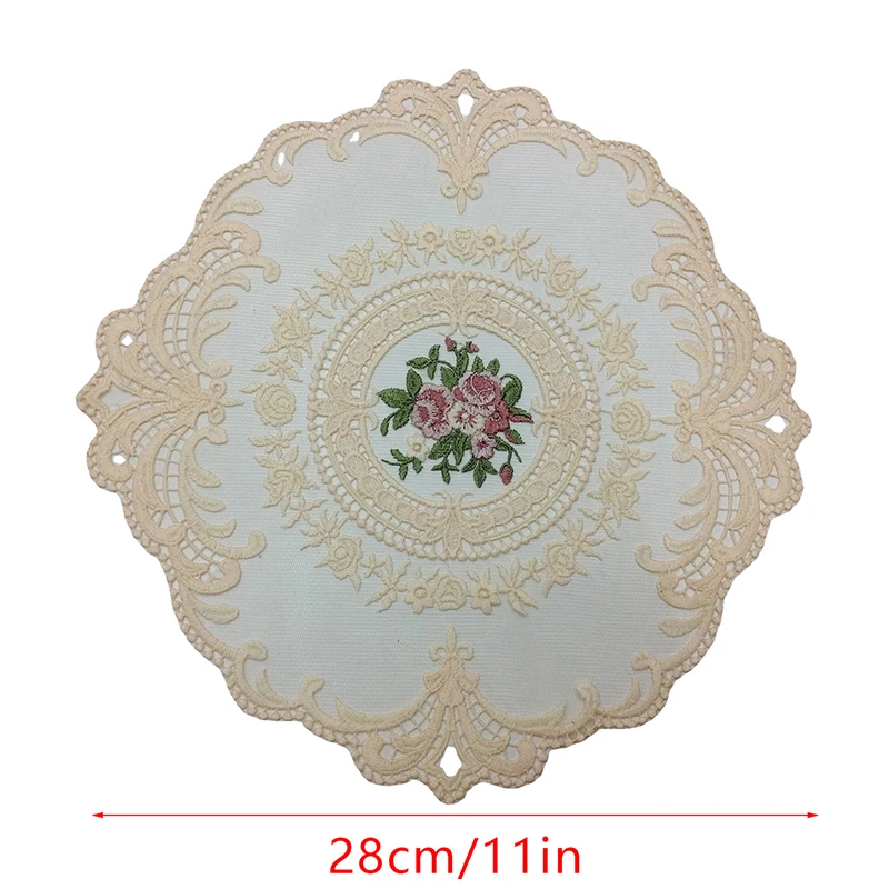 1Pcs Dining Table Flower Embroidery Craft Placemat European Style Lace Insulation Plate Mat Anti-scald Coaster Table Pads