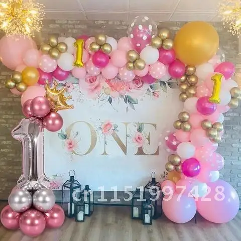 Gold Number Foil Balloons 32inch 1-3 Year Happy 1st Birthday Party Decorations Kids Baby Shower Helium Balloon Globos