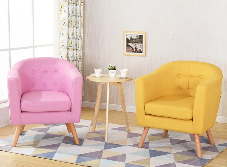 Modern single sofa chair pure wood leg fabric simple bedroom living room