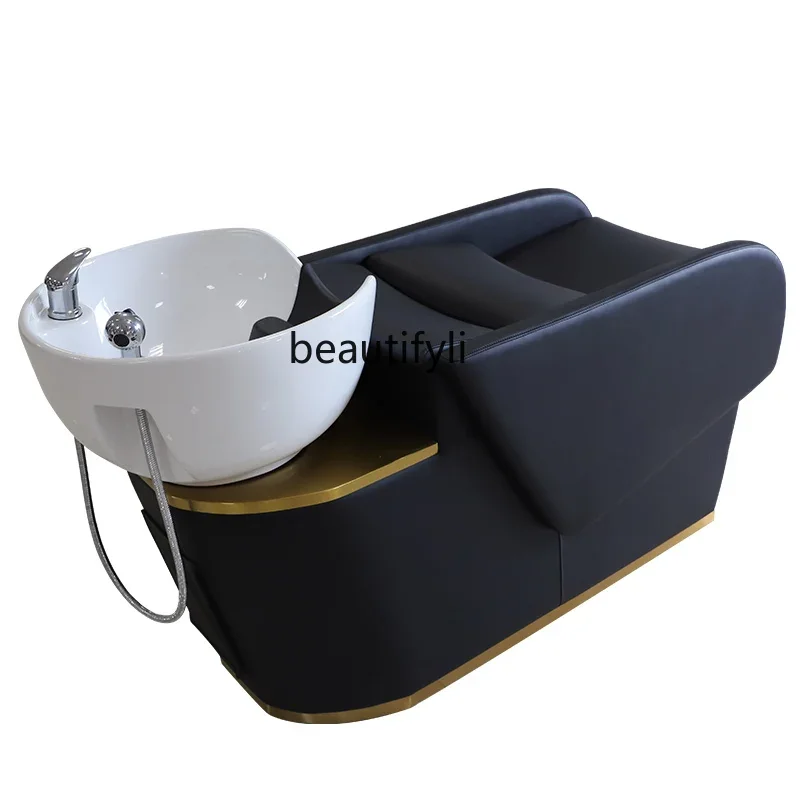 كرسي شامبو zGBarber Shop لصالونات الشعر، سرير فلاشينغ، حوض سيراميك، كرسي شامبو نصف عالي الجودة