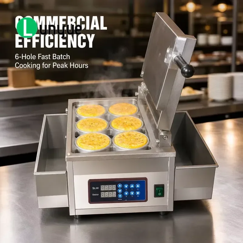 Commercial 6 Head Egg Burger Maker Electric Egg Cooker Non Stick Grill Machine for Breakfast Snack Bar Restaurant Kitchen Use