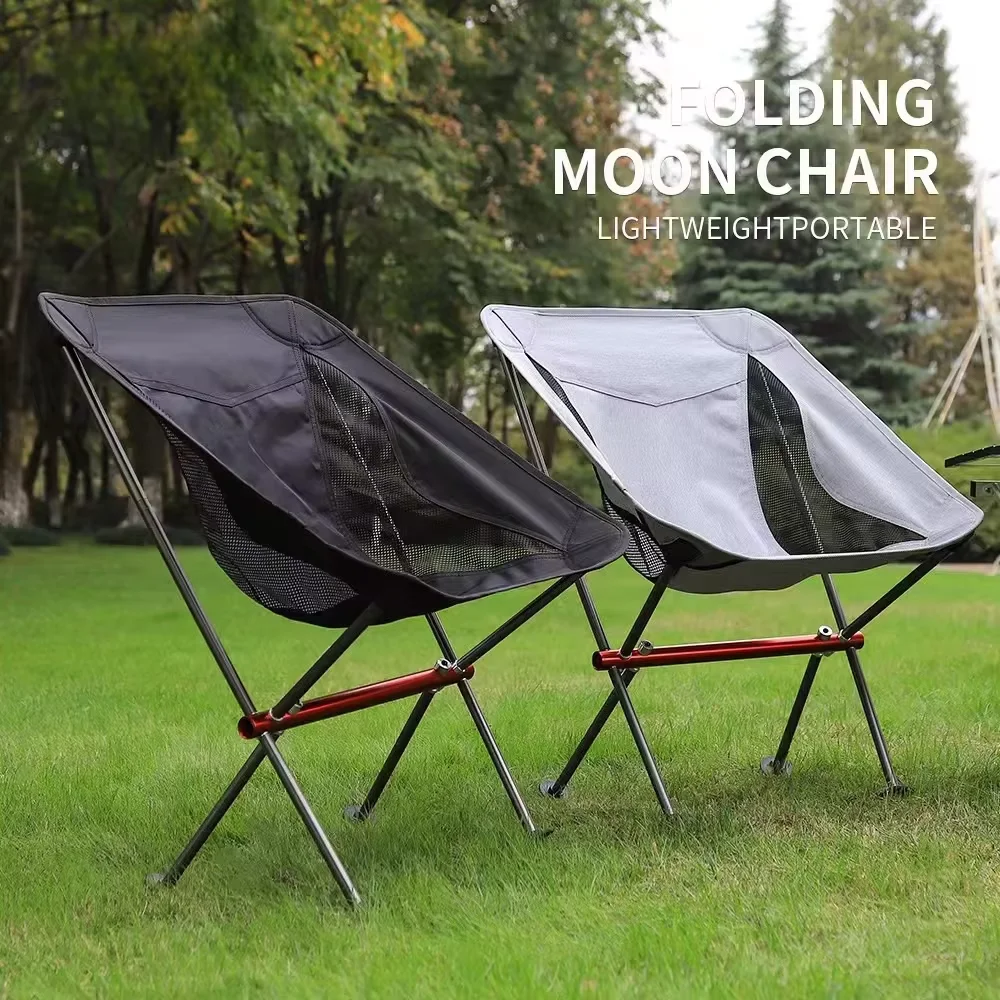 

Outdoor Portable Moon Chair Travel Camping Folding Comfortable Leisure Chairs Ultra Light Backrest Picnic Fishing Folding Chair