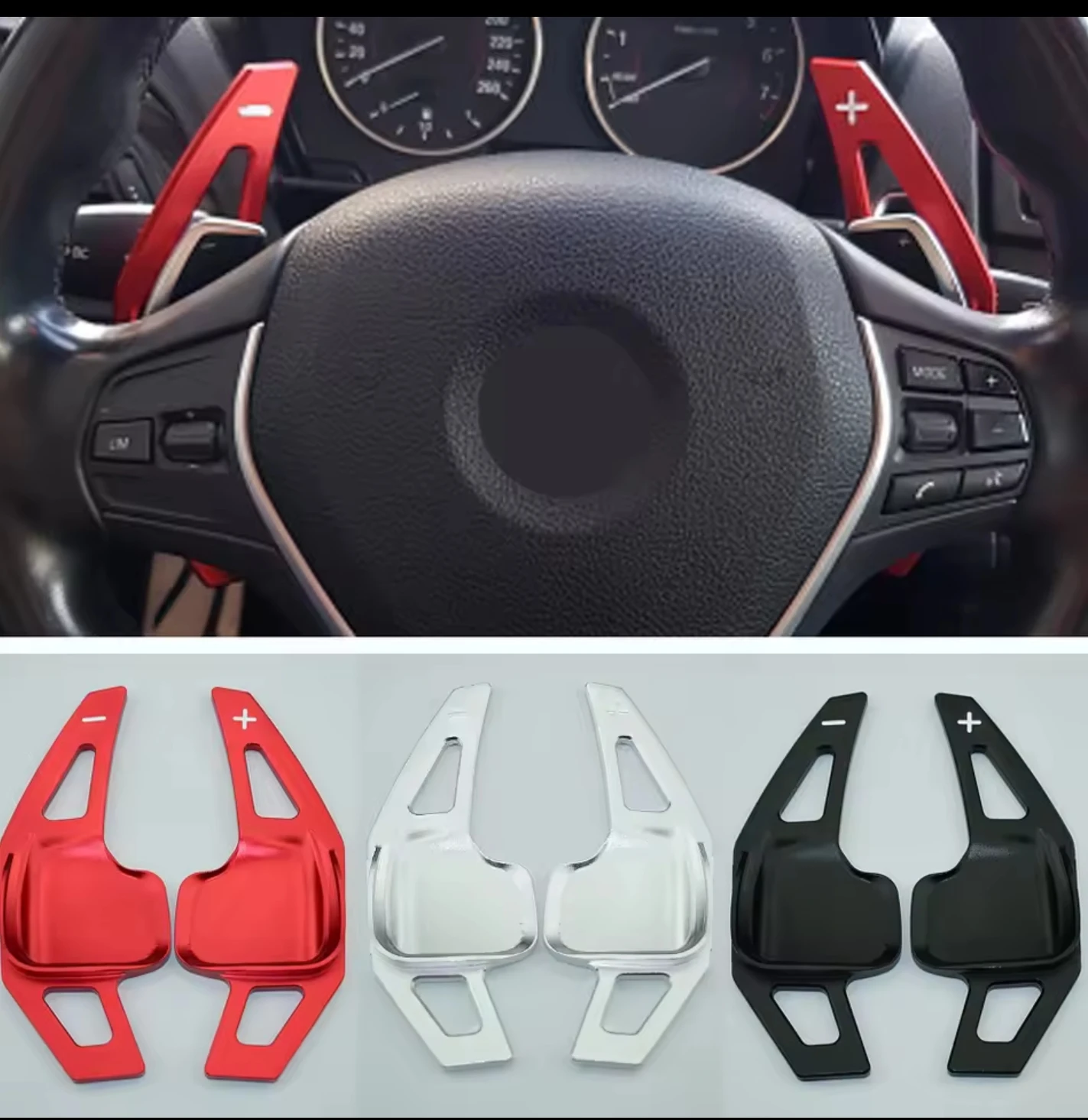 Couvercle d'extension de levier de vitesse de volant en aluminium, accessoires d'intérieur compatibles avec BMW 2 3 4 X1 X2 X3 X4 X5 X6 ser