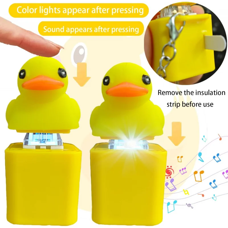 Duckeys Quacking Fidget Toy, 2 Pieces Duckeys Keycap Keychain, Duck Keychain With Light & Sound