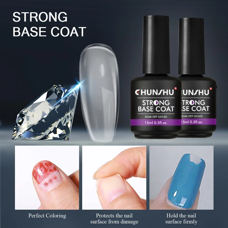 CHUNSHU 15ML Strong Base Coat For Manicure Hybrid Nail Art Long Lasting Transparent Base Gel Semi Permanent Reinforcement