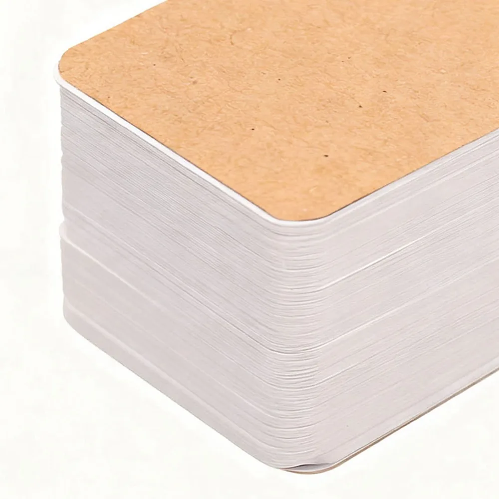 Paper Ring-bound Blank Word Flash Cards Brown, Black 7x4x2cm Rounded Corner DIY Graffiti Cards