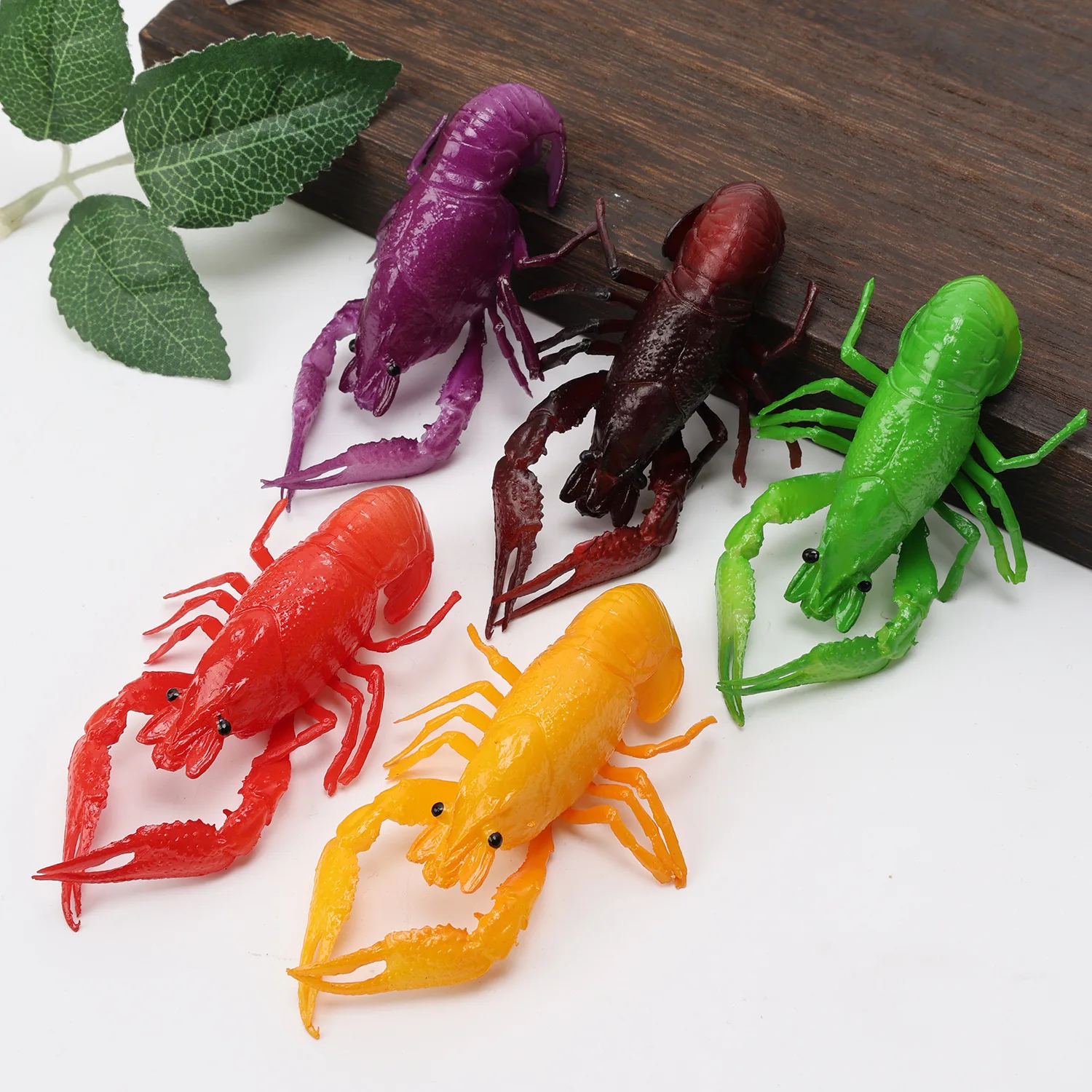 Lot de 5 modèles de crayfish colorés en PVC, fausses aliments, décorations de fruits de mer artificiels, échantillons pour vitrine de restaurant, accessoires photo