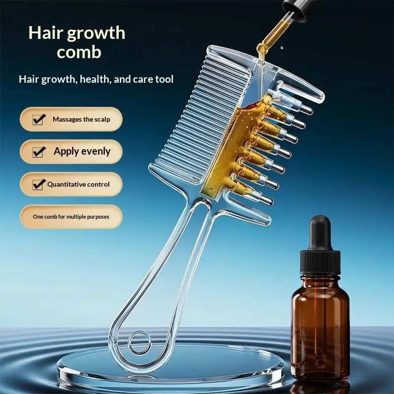 2 In 1 Scalp Applicator Comb With 7 Rolling Massage Tips Hair Growth Serum Oil Applicator Even Liquid Dual Sided Massage Comb