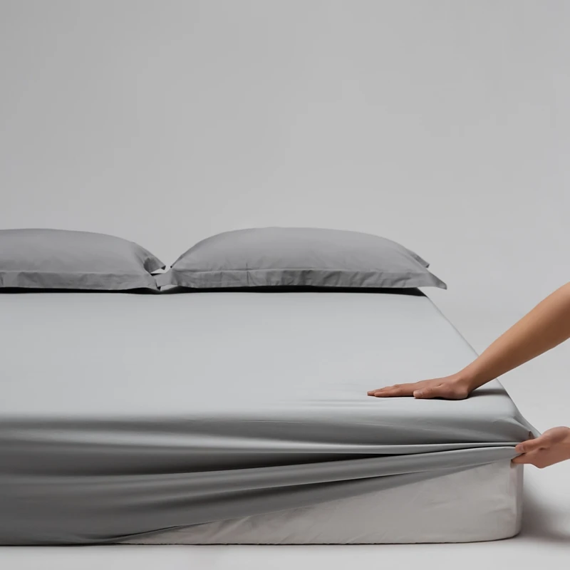 Luxury 800TC Egyptian Cotton Fitted Sheet with Elastic Band High End Mattress Cover for Single Double Queen King Size Bedsheet