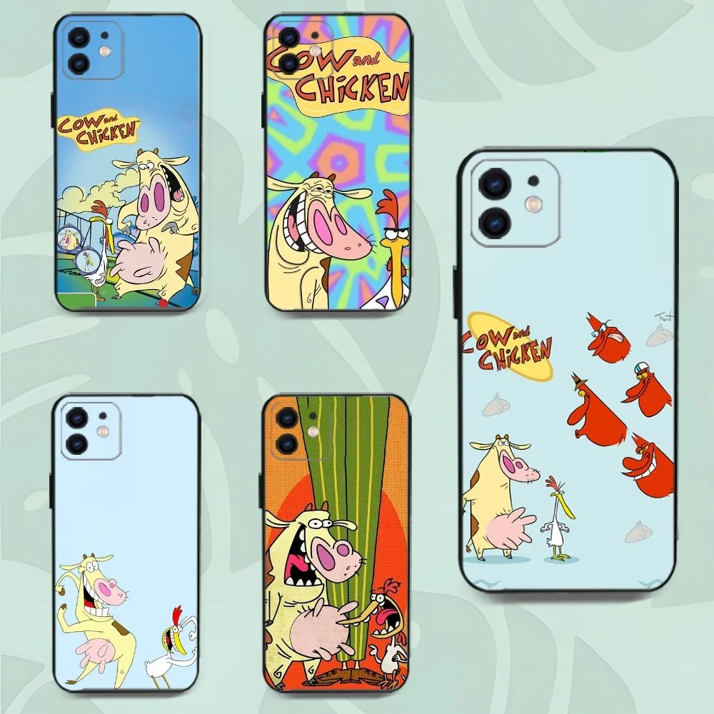 Cartoon C-Cow And Chicken Phone Case For Iphone 15 11 13 14 Pro Max 7 8 Plus X Xr Xs Max Se2020 12mini Cover Case