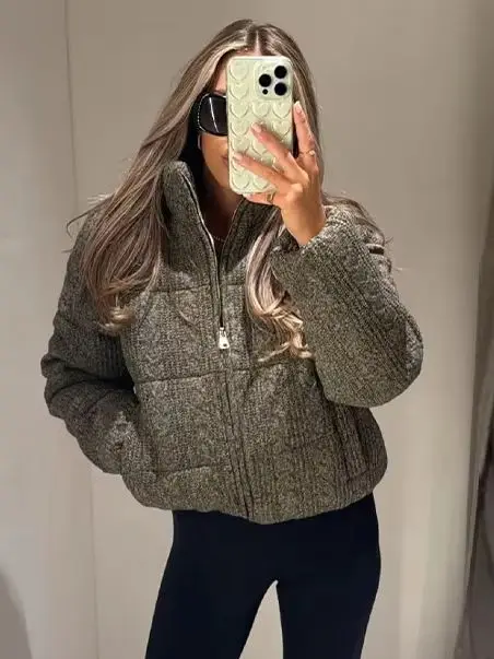 

Повседневная шикарная винтажная вязаная куртка с узором, трендовая ретро-шикарная дизайнерская теплая осенняя женская стильная уличная одежда