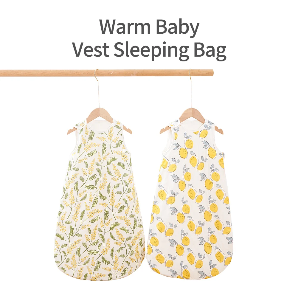 Elinfant Sleeveless Soft Newborn Baby Sleeping Bag Bamboo Cotton Warm Wearable Blanket Winter Print Vest Sleep Sack