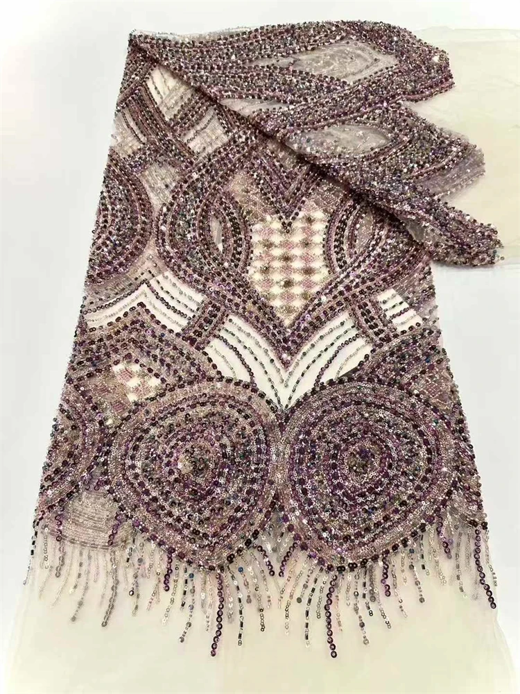 Роскошная африканская кружевная ткань с блестками, тяжелая кружевная ткань с бисером, 2021, высокое качество, 5 ярдов, французская кружевная ткань, нигерийская кружевная ткань для вечеринки