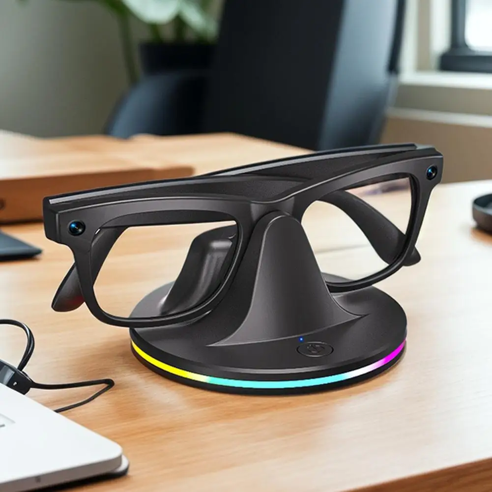 

Подставка для зарядного устройства для очков Ray-Ban Meta, портативная дорожная зарядная станция Type-C, RGB-подставка для зарядки со светодиодным индикатором, аксессуары